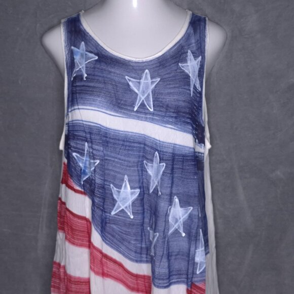 Womens American Flag Sheer Swimsuit Cover Dress Plus OS Patriotic Beachwear - Picture 1 of 6